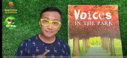 inspiration for kids teacher Emil Man in glasses pointing to a book titled "Fabulous Flapdoodles at Storytime" against a nature-themed backdrop.